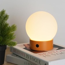 Small Cute Cordless Table Lamp Rechargeable, Battery Operated Shower Orange