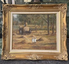 B Hooper - Children Playing Beside Haycart & Horses