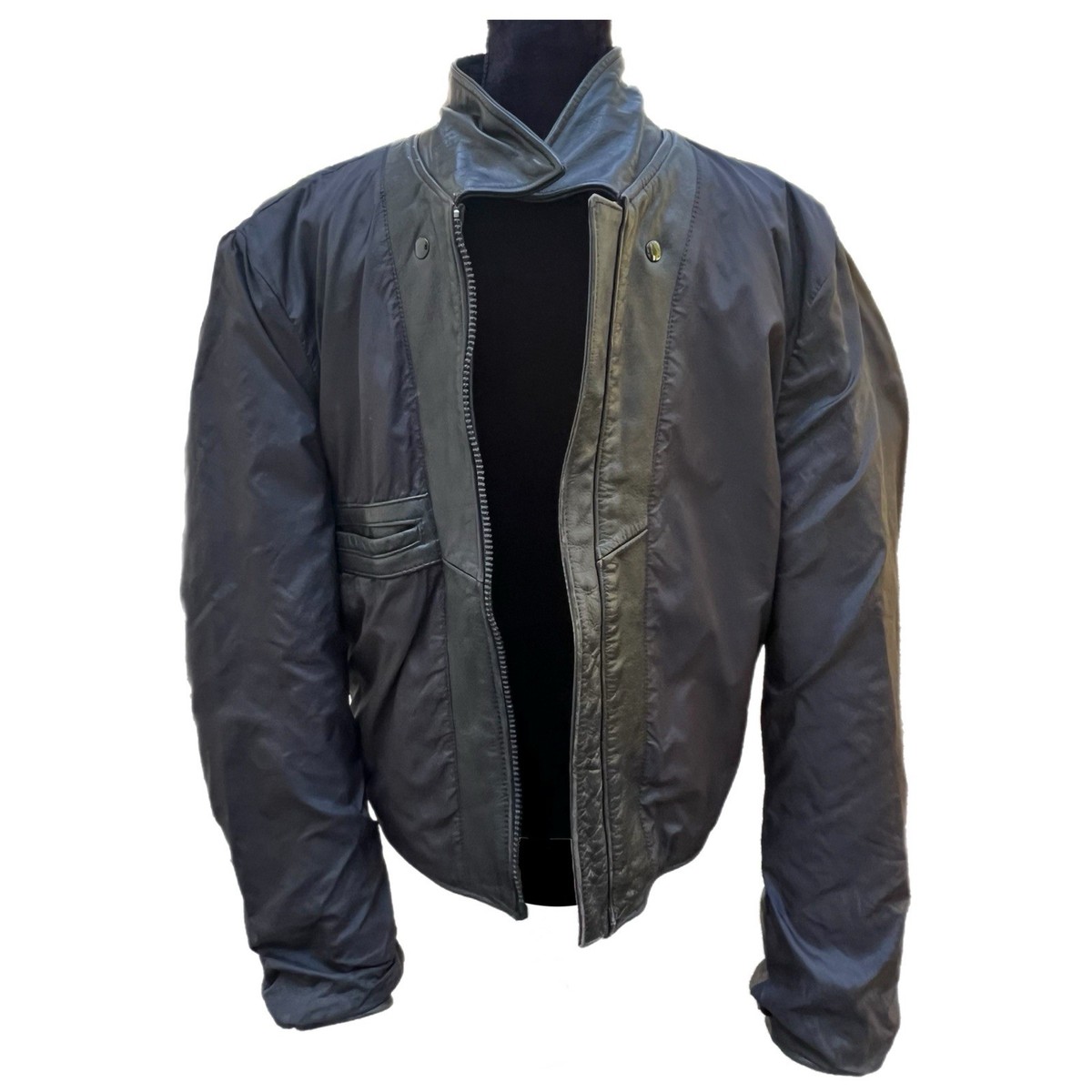 Vintage Wheels Of Man Motorcycle Jacket 80s Black Leather Biker 