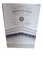 Wondershop LED Icicle Lights 70 Count Warm White 96" Length Indoor  Outdoor Use