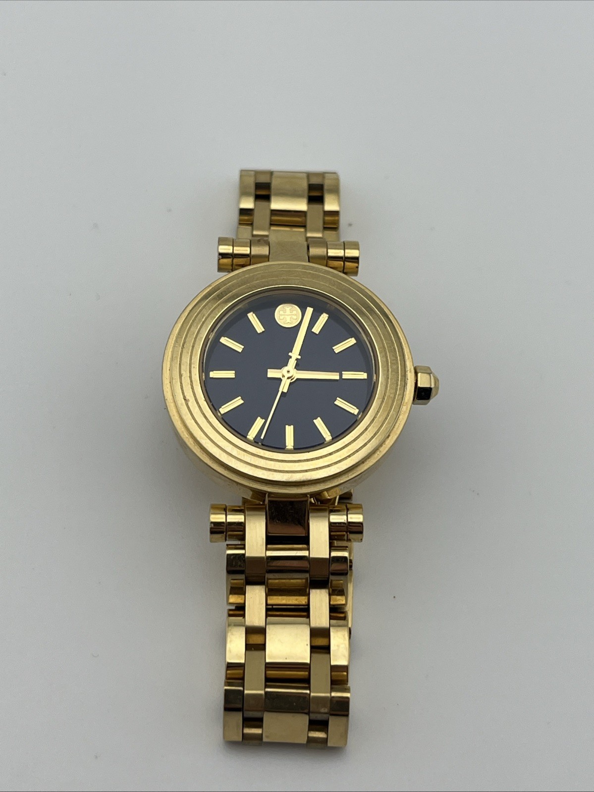 Tory Burch Classic Small Navy Blue Dial & Gold Tone Watch TBW9010 *Working*