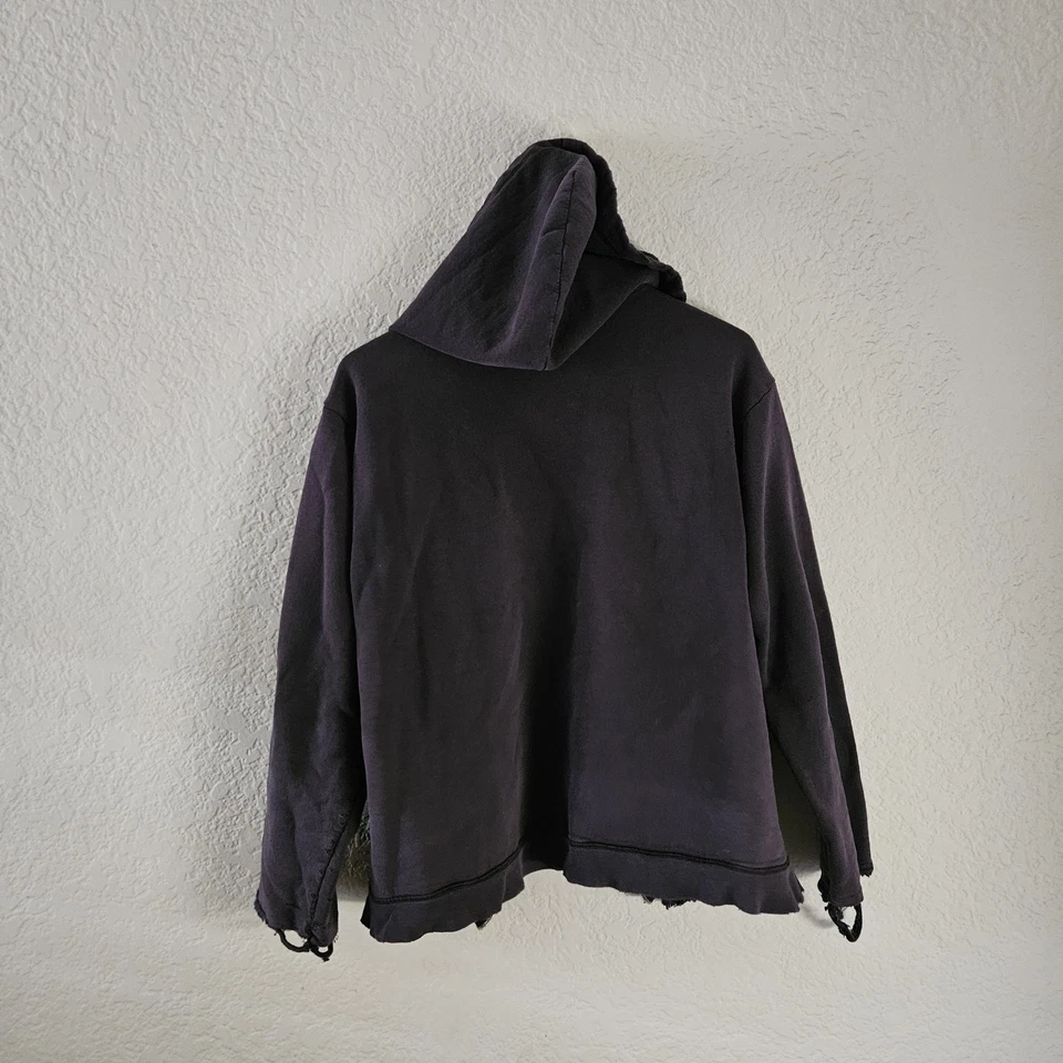 DOZAL Distressed & Faded Full Zip Hoodie Hooded Sweatshirt sz S - Image 2 of 4