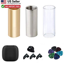 Guitar Slide Set 1 Glass 1 Steel 1 Brass Slide 6 Picks 4 Finger Picks FROM USA
