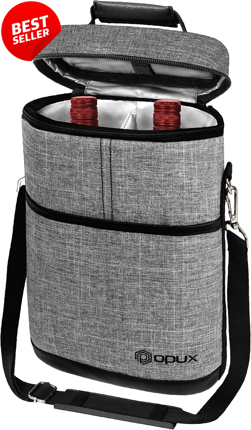 2 Bottle Wine Carrier Tote Insulated Leakproof Cooler Travel Bag Picnic US