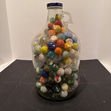 Lot of Vintage Marbles One Gallon. Mostly Boulders  Shooters. Some Glow. READ