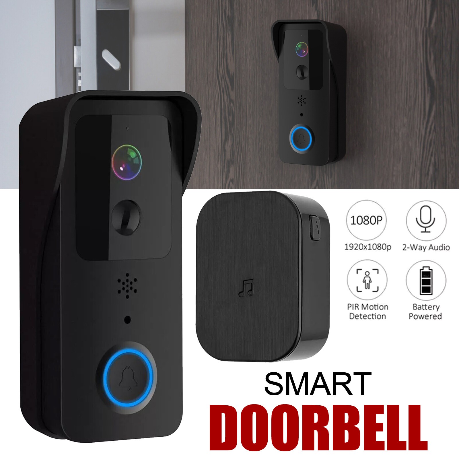 5G WiFi Wireless Ring Video Doorbell Camera with Intercom Security-image