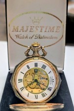 Vintage Majestime 17 Jewel Mechanical Skeleton Pocket Watch - Working with...