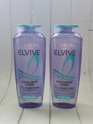 (Pack of 2) L'Oreal Paris Elvive Hyaluron + Pure Purifying Shampoo, 12.6 fl oz