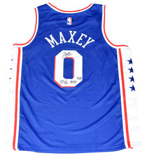 TYRESE MAXEY SIGNED PHILADELPHIA 76ERS #0 BLUE NIKE SWINGMAN JERSEY W/ MAD MAX