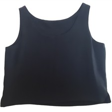 Vintage Linda Allard Ellen Tracy Size 8 Black 100 Silk Reversible Slits Tank