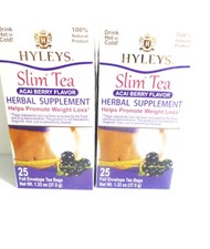 2X Hyley's SLIM TEA Herbal Supplement ACAI BERRY 50 Teabags Green Tea Senna