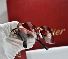 NOUVELLES lunettes Cartier or noir CT00480 monture sans monture boîte authent...