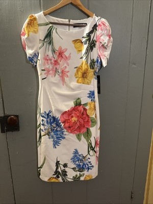 NWT Karl Lagerfeld Dress White Floral 8 Midi