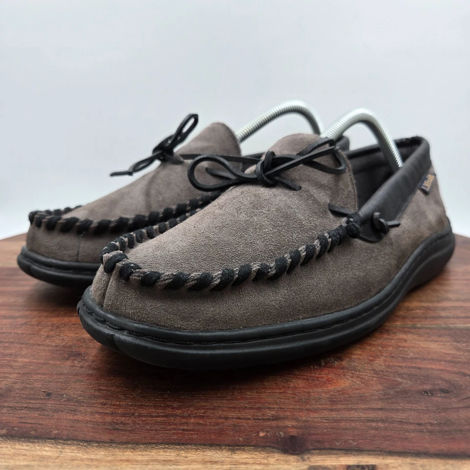 LB Evans Atlin Zapatos Para Hombre 9M Gris Negro Gamuza Mocasín Mocasines Zapatillas Comodidad Foto 4 de 4