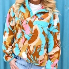 Rare Beautiful Patagonia Feather Dance Synchilla Fleece Snap Closure Sz Medium