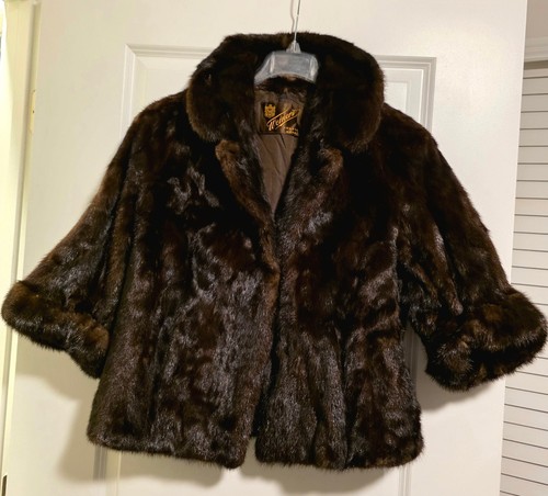 Vintage Mink Chubby Hip Length Coat S/M Sleeves 3/4 Super Cute