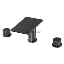 Bathroom 3 Hole Wash Basin Faucet Sink Two Handle Wide Mouth Waterfall Mixer Tap