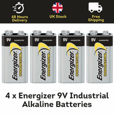 4x Energizer 9V Industrial Alkaline Batteries Smoke Alarm PP3 LR22 MN1604