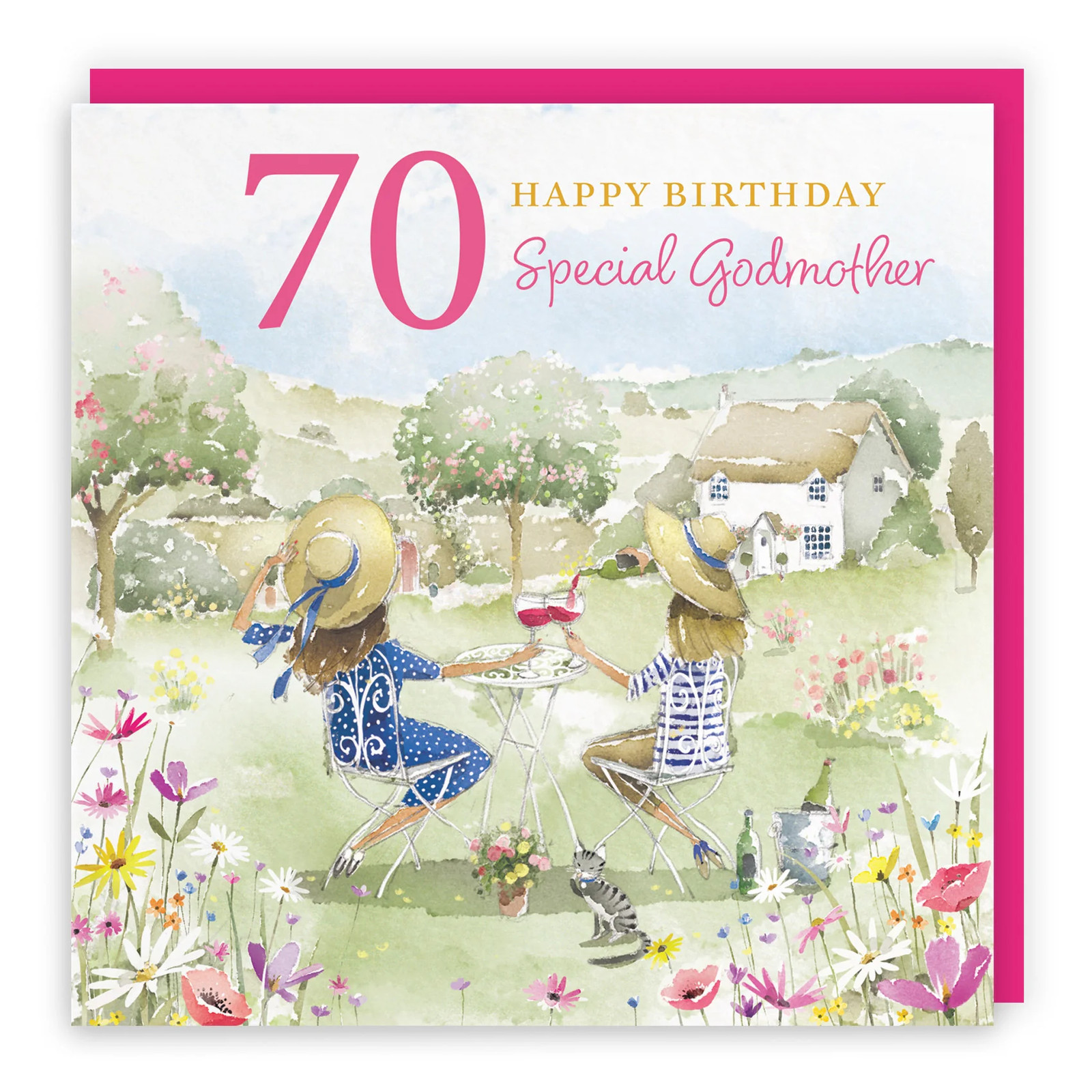 70th Godmother Birthday Card Countryside Garden Milo's Gallery