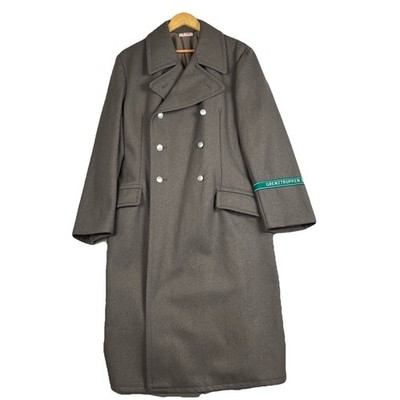 Vintage East German Army Grenztruppen Wool Overcoat Size 48 DDR