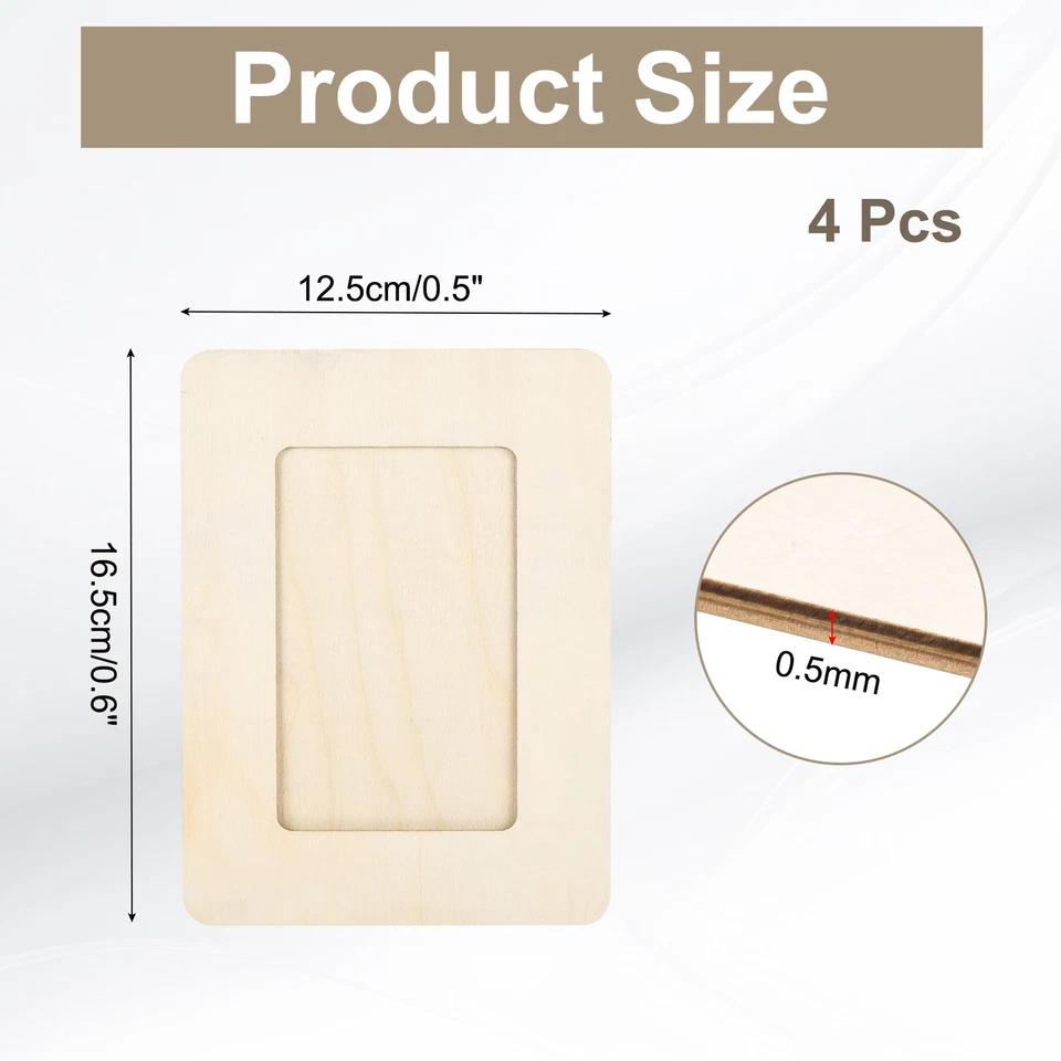 4Pcs DIY Wood Frames, Unfinished Wood Picture Frames for Crafts, 6.5 x 5" - Image 2 of 4