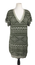 Women's Sweater Knit Dresses Plus Size 2X Light Woven Fabric Short Sleeve V-neck