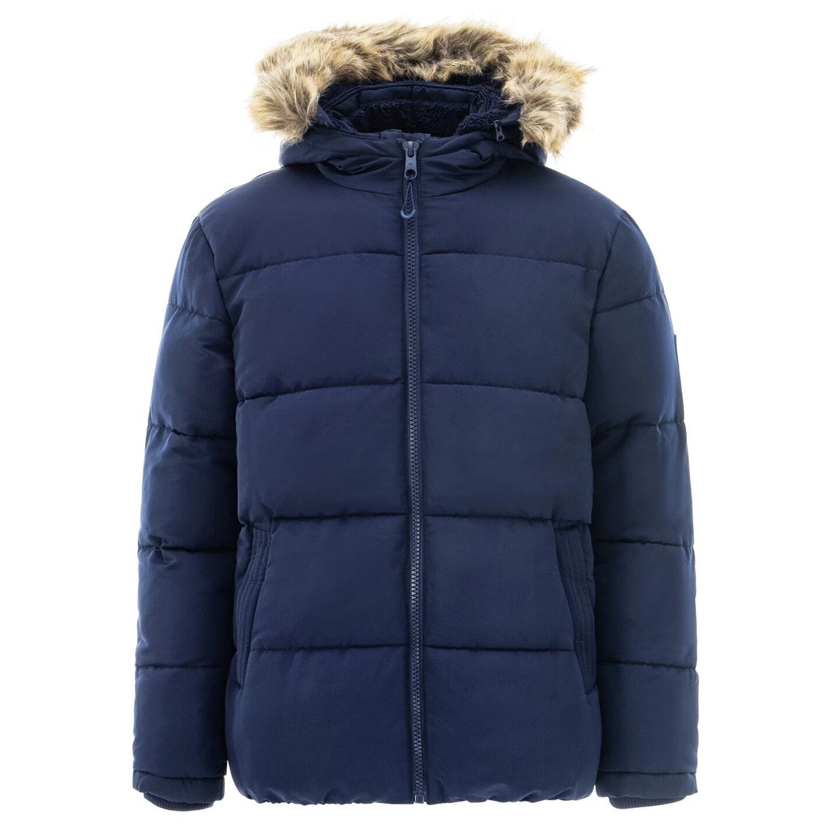 Mens bubble top coat with fur