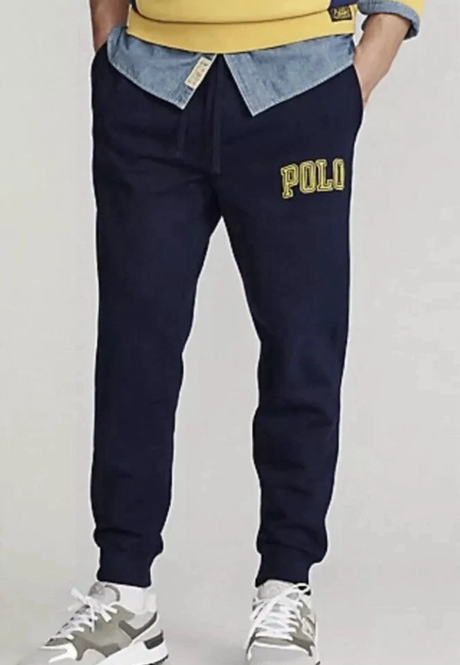 New 4XBig Polo Ralph Lauren Navy Blue Yellow Spellout Stitch In Letter Big Tall - Image 2 of 4