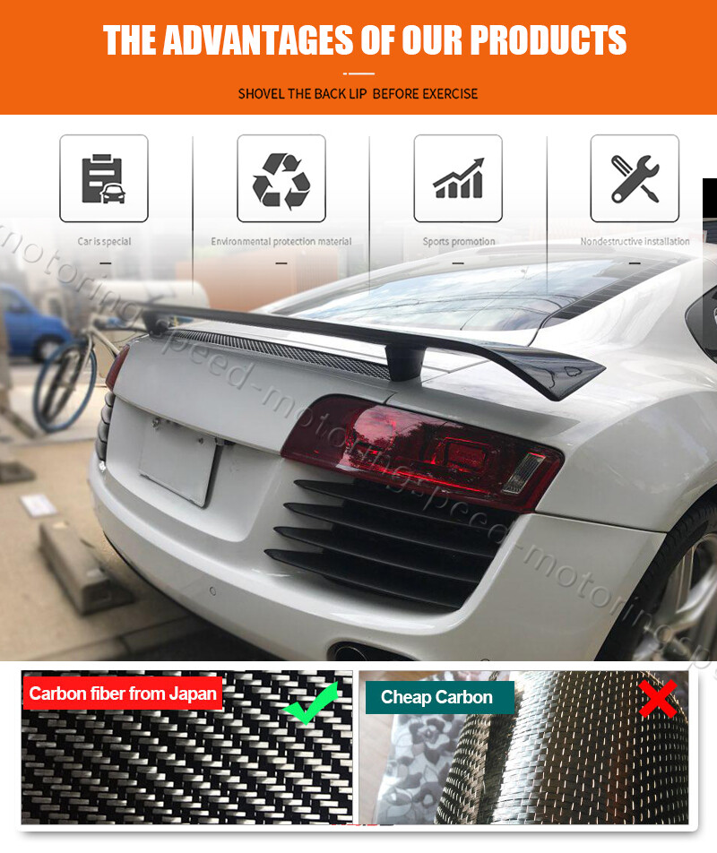 REAL Carbon Fiber For 2007-2015 Audi R8 Coupe Trunk Wing Lip Rear Boot Spoiler