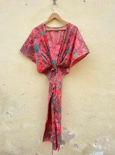 Indian 100%Cotton Pink Kaftan, Floral Kaftan, Women's Clothing Nighty Kaftan US