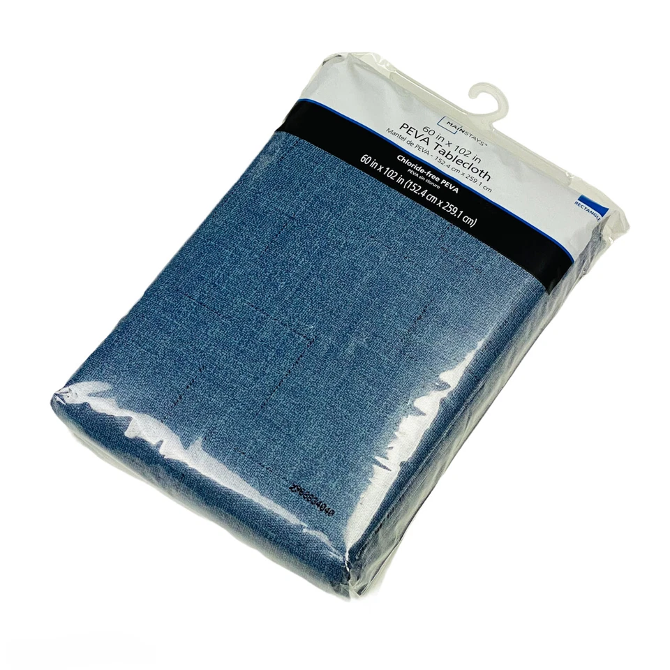 Mainstays Blue Denim Look Navy PEVA Vinyl Rectangle Tablecloth 60"x102" - Image 2 of 2