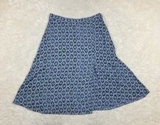 Sag Harbor Women s Petite Blue Geometric Floral A-Line Skirt Size 10P Front Slit