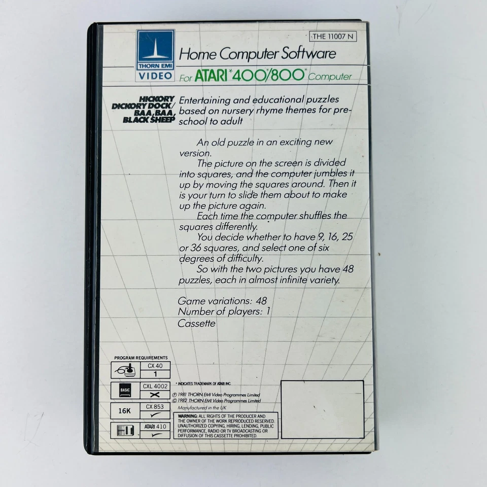 Atari 400/800 Computer Software Hickory Dickory Dock / Baa Baa Black Sheep RARE - Image 3 of 3