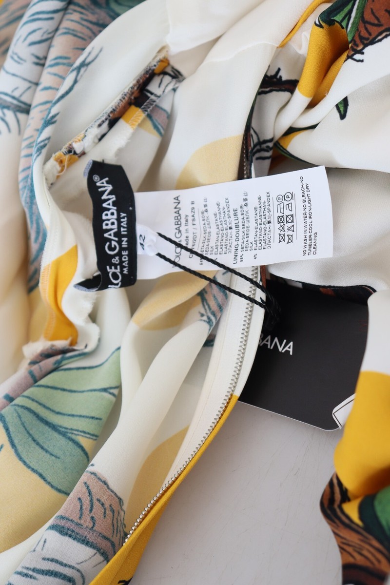 オールインワン・サロペット Dolce & Gabbana Mini Dress With Fitted Silhouette DOLCE & GABBANA Dress Silk White Coconut Print Sheath Mini