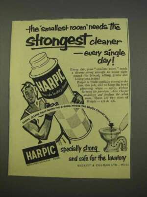 1955 Harpic Lavatory Cleanser Ad - Strongest Cleaner