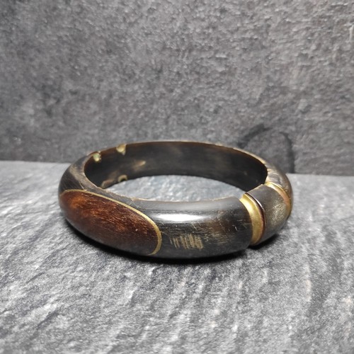 Horn Armreif Holz Messing Vintage Armband Ø Ca. 6,5cm