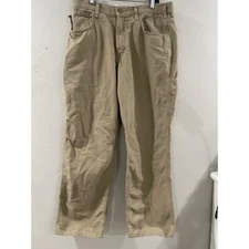 CARHARTT MEN'S CARGO KHAKI WORK FLAME RESISTANT PANTS CAT 2 2112 SIZE 34 X 30