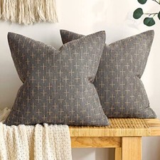Pack of 2 Decorative Burlap Linen Throw Pillow 18" x 18" Pack of 2 Dark Grey