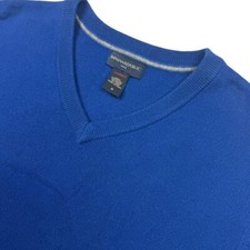 Banana Republic Men  s 100 Cashmere V-Neck Pullover Sweater Blue  Medium