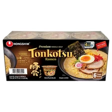 Nongshim Tonkotsu Ramen Bowl, Premium Noodle Soup, 3.56 oz, 6-Count
