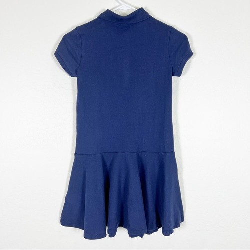 RALPH LAUREN Girls Stretch Short Sleeve Navy Blue Cotton Polo Dress M (8-10) NEW - Picture 6 of 8