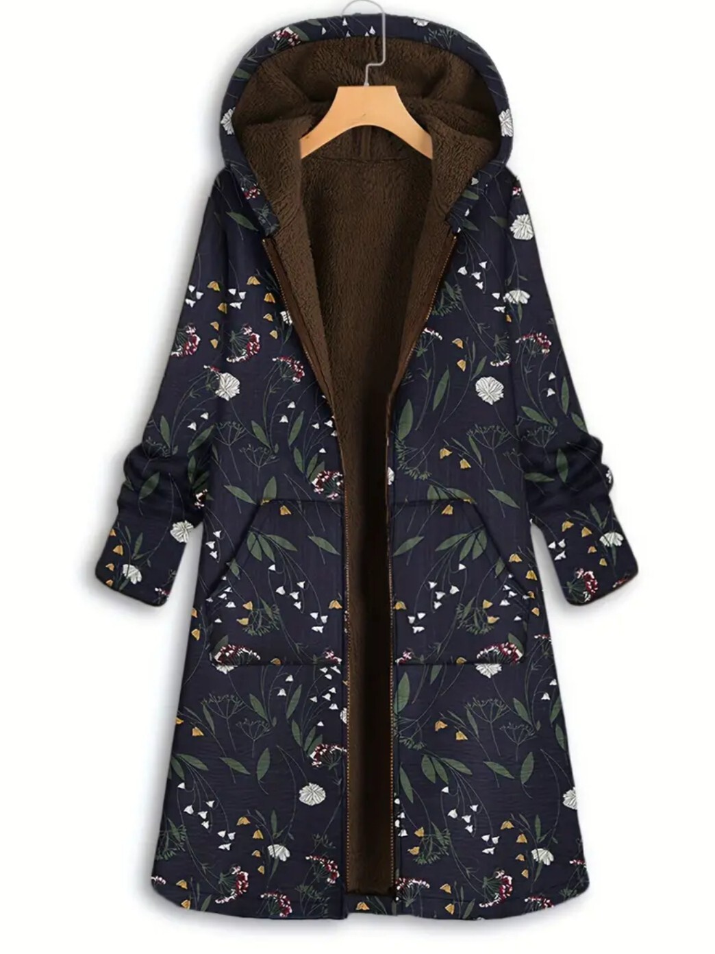 Theresa Patchwork Fleece-Lined Hooded Coat — Cozy, Warm & Stylish