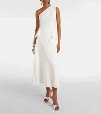 Roland Mouret One-shoulder Cotton Poplin Midi Dress Color White