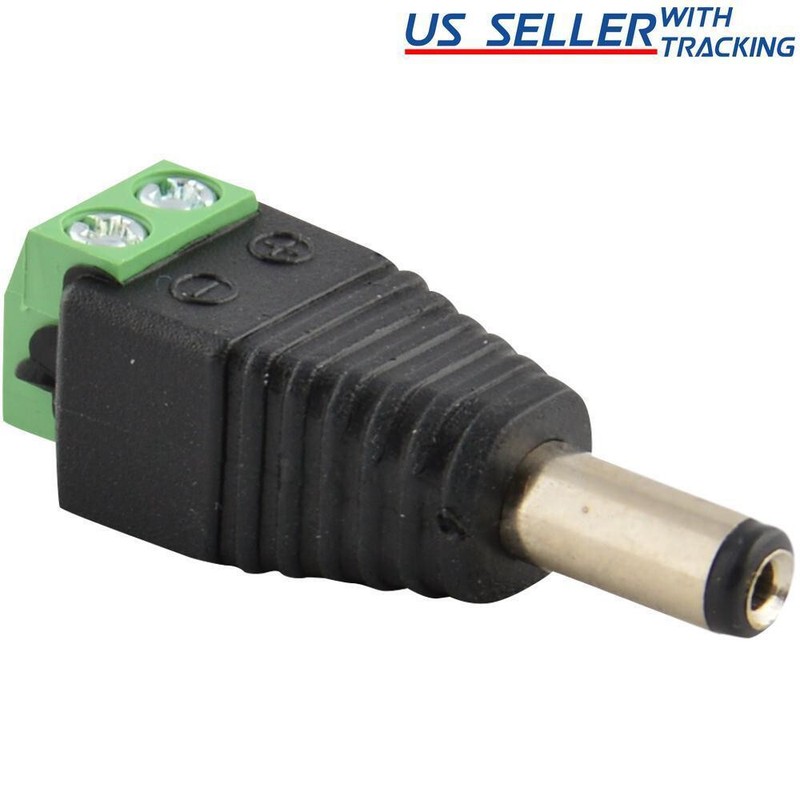 100 PCS Male DC Power Jack Adapter Plug 5.5mm x 2.1mm for CCTV LED Strip Light