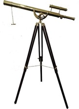 Vintage Floor Standing Brass Telescope Nautical Design Shiny Brass Finish Brown