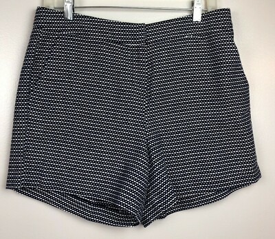 Sandro Dress Shorts Women 10 Navy Blue White Printed Cotton Pockets Preppy Chino
