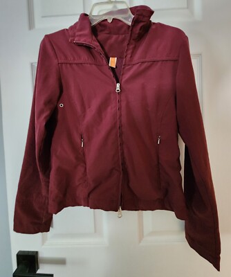 Lucy Maroon Active Windbreaker Jacket Double Zipper Size XS