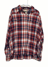 Vintage 1970's Wrangler Pearl Snap Shirt Mens 2X Red Blue Plaid Western USA XXL
