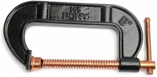 Pony 5" Carriage C-Clamp 2-1/2" Depth Copper Plated Screw Handle Swivel #105