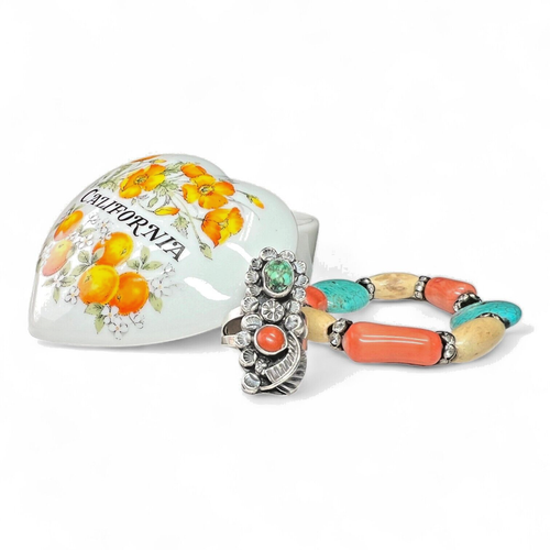 Vintage Estate Jewelry Lot Bracelet, Navajo Silver Ring, California